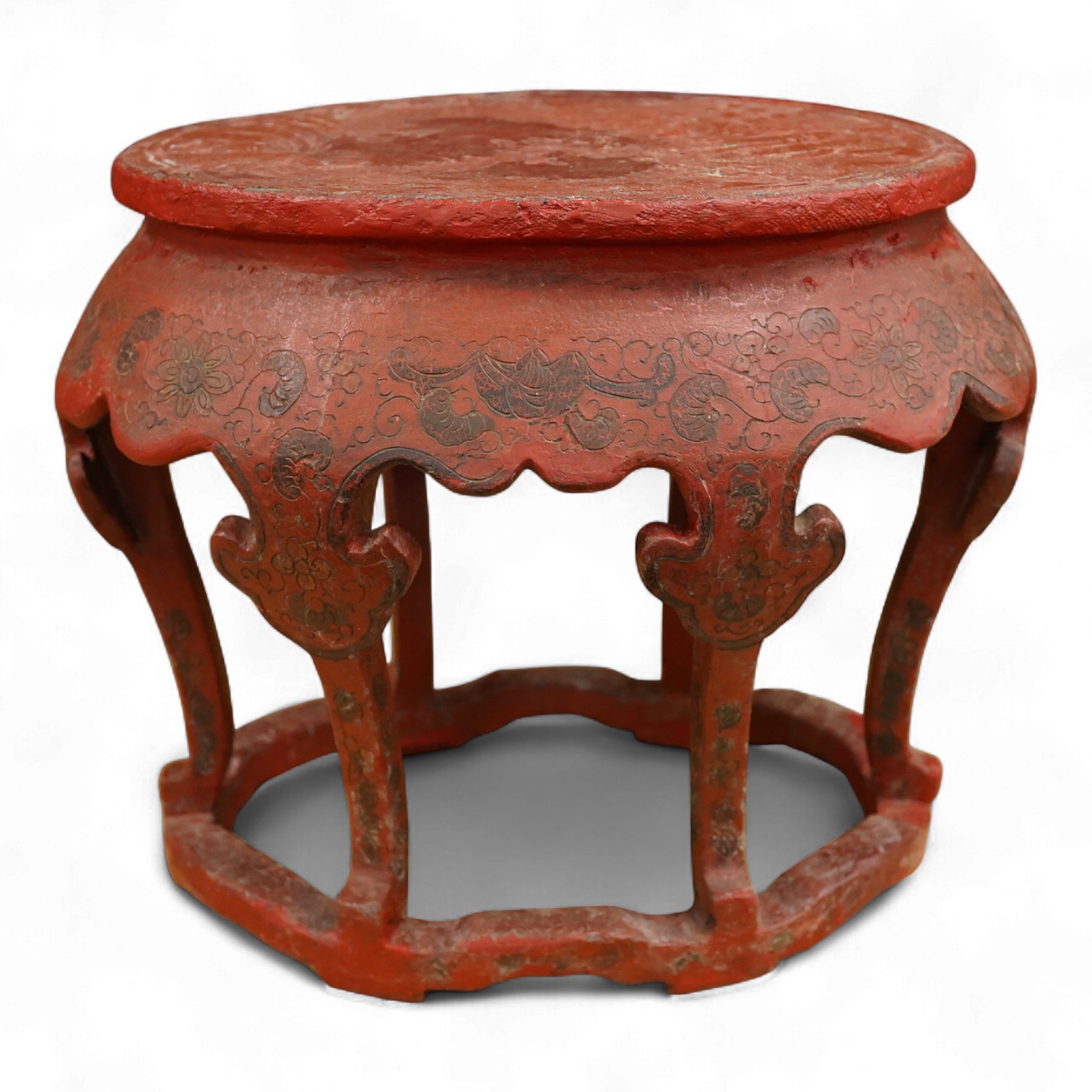 A Chinese red lacquer stand, 24.5cm high